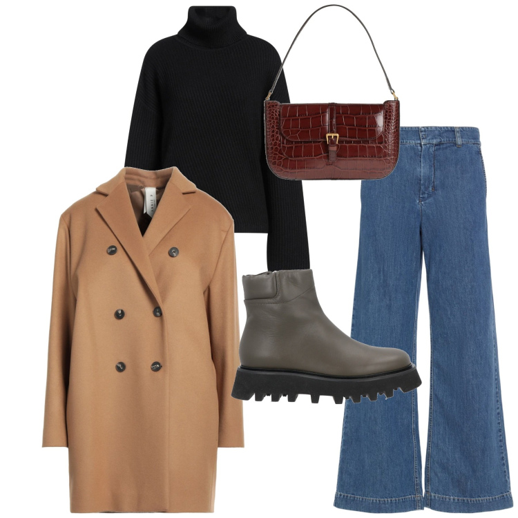 Outfit donna - Il doppiopetto. Stile Bon Ton per Tutti i giorni. Abbinamento con stivaletti, cappotti, maglieria, borse a mano, jeans.