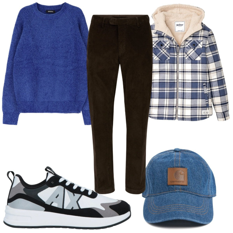 Outfit uomo - Total look #2041769. Stile Casual per Tutti i giorni. Abbinamento con sneakers, cappotti, maglieria, pantaloni, cappelli.