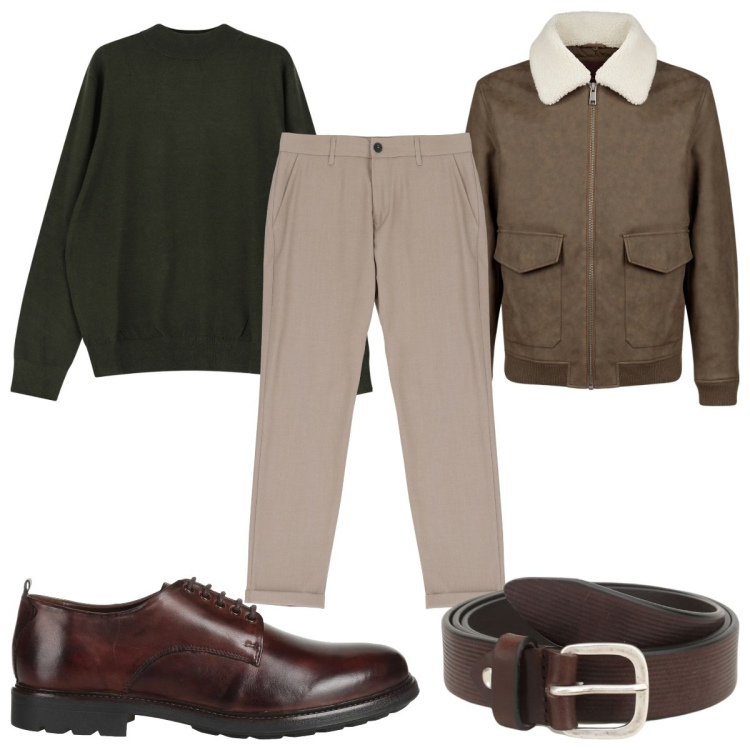 Outfit uomo - Total look #2041806. Stile Casual per Tutti i giorni. Abbinamento con scarpe stringate, cinture, pantaloni, maglieria, giacche.