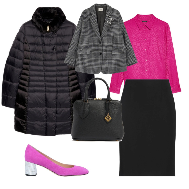 Outfit donna - A lavoro con le scarpe colorate. per Ufficio. Abbinamento con gonne longuette, décolleté, blazer, camicie, piumini, borse a mano.