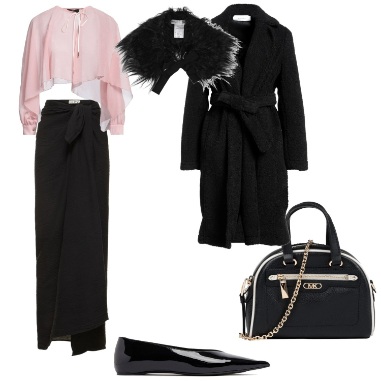 Outfit donna - Una serata speciale. per Serata fuori. Abbinamento con camicie, sciarpe, borse a mano, cinture, gonne, ballerine.