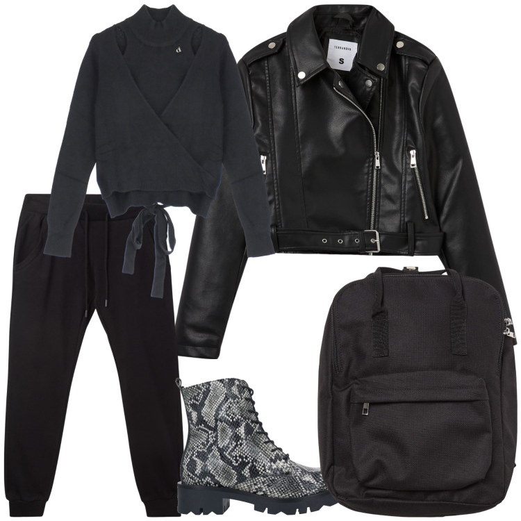 Outfit donna - Cache coeur sul rock. Stile Rock per Tutti i giorni. Abbinamento con stivaletti, pantaloni, giacche, zaini, maglieria.