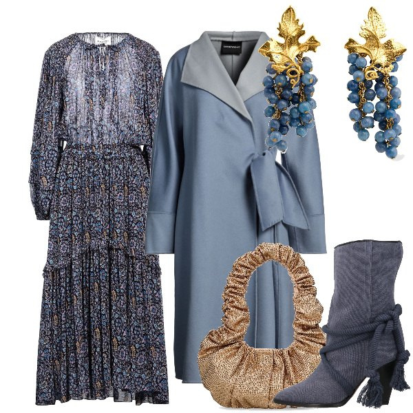 Outfit donna - Total look #2041956. Stile Vintage retrò per Tutti i giorni. Abbinamento con cappotti, stivaletti, vestiti midi/longuette, borse a spalla, orecchini.