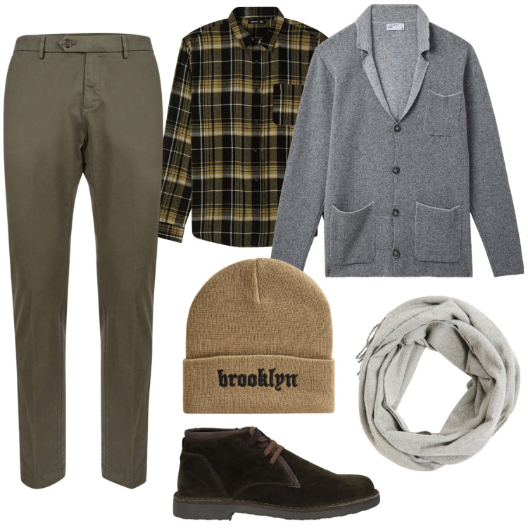 Outfit uomo - Urban man. Stile Urban per Tutti i giorni. Abbinamento con stivali e stivaletti, sciarpe, camicie, berretti, giacche, pantaloni chino.