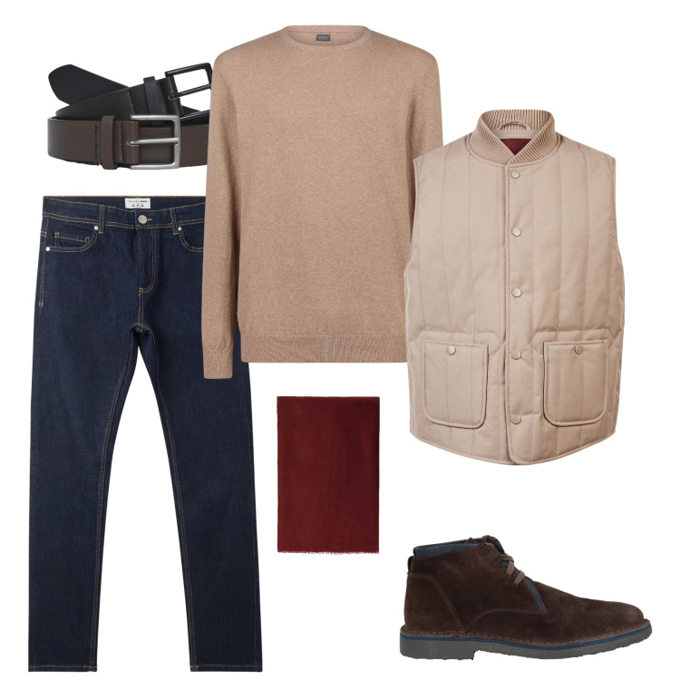 Outfit uomo - Smanicato comfort. Stile Trendy per Tutti i giorni. Abbinamento con stivali e stivaletti, jeans skinny, cinture, sciarpe, maglieria, piumini.