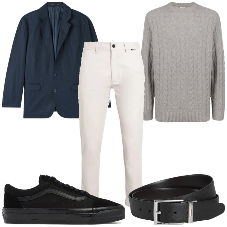 Outfit uomo - Total look #2042054. Stile Casual per Tutti i giorni. Abbinamento con pantaloni, cinture, giacche, maglieria, sneakers.