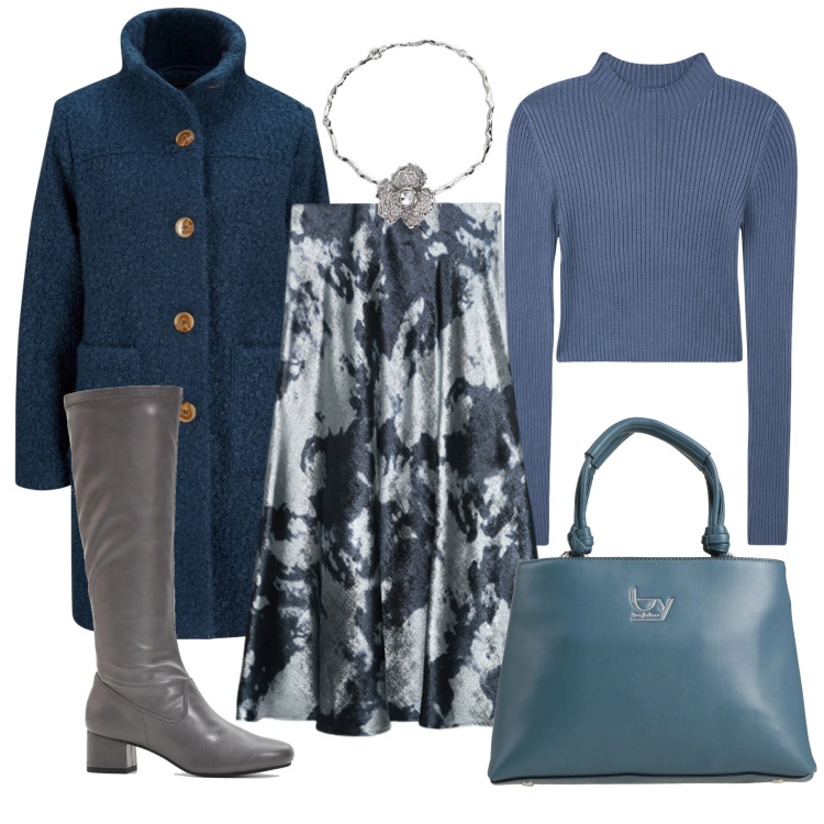Outfit donna - La gonna particolare. Stile Bon Ton per Tutti i giorni. Abbinamento con cappotti, stivali, borse a mano, maglieria, collane, gonne longuette.