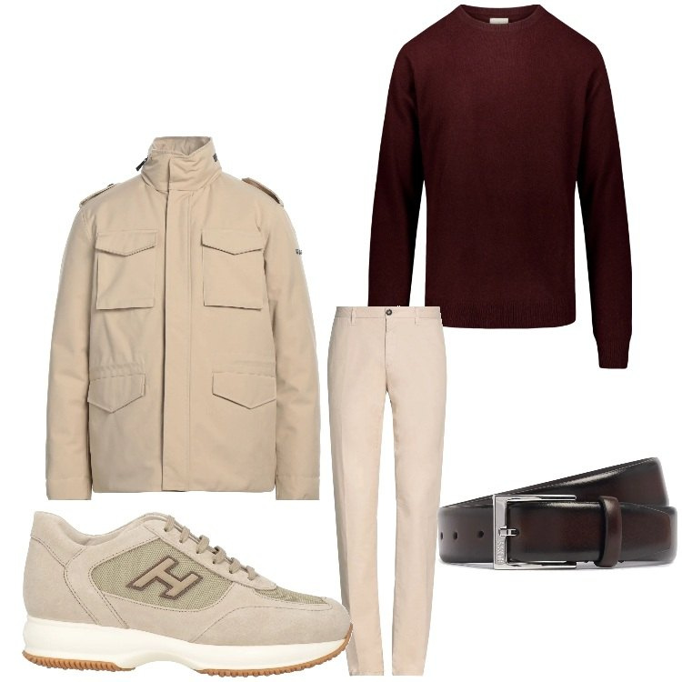 Outfit uomo - Chiaro e scuro. Stile Casual per Tutti i giorni. Abbinamento con sneakers, pantaloni, piumini, maglieria, cinture.
