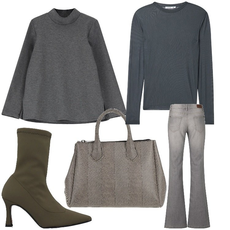 Outfit donna - I´m your Venus. Stile 70s per Serata fuori. Abbinamento con jeans bootcut, borse a mano, stivaletti, t-shirt, maglieria.