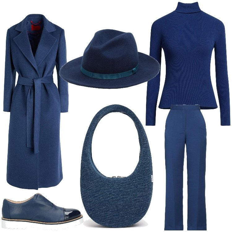 Outfit donna - Borsalino. Stile Casual chic per Serata fuori. Abbinamento con mocassini, maglieria, cappotti, pantaloni, cappelli, borse a spalla.