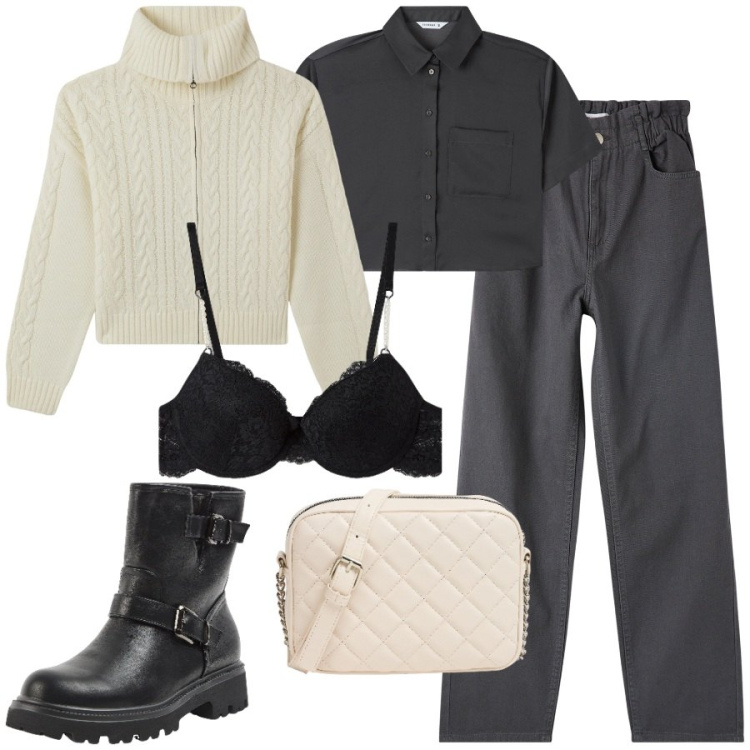 Outfit donna - TERRANOVA in saldo. Stile Trendy per Tutti i giorni. Abbinamento con stivaletti, pantaloni, cardigans, reggiseni a balconcino, borse a tracolla, camicie a manica corta.
