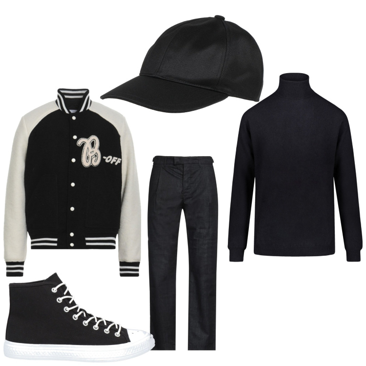 Outfit uomo - Nba. Stile Casual per Tutti i giorni. Abbinamento con giacche, cappelli, jeans, sneakers alte, maglieria.