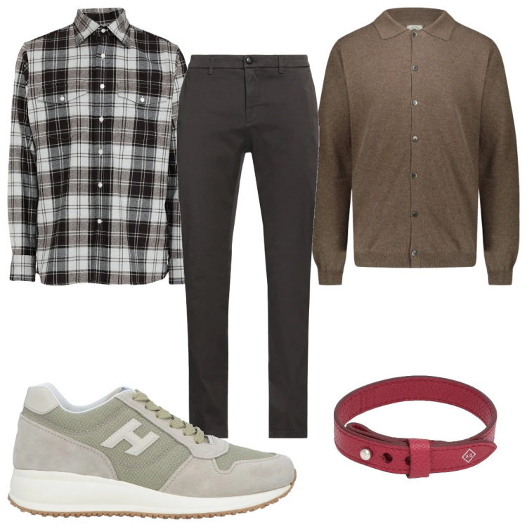 Outfit uomo - Total look #2042528. Stile Trendy per Tutti i giorni. Abbinamento con braccialetti, pantaloni chino, sneakers, camicie, polo.