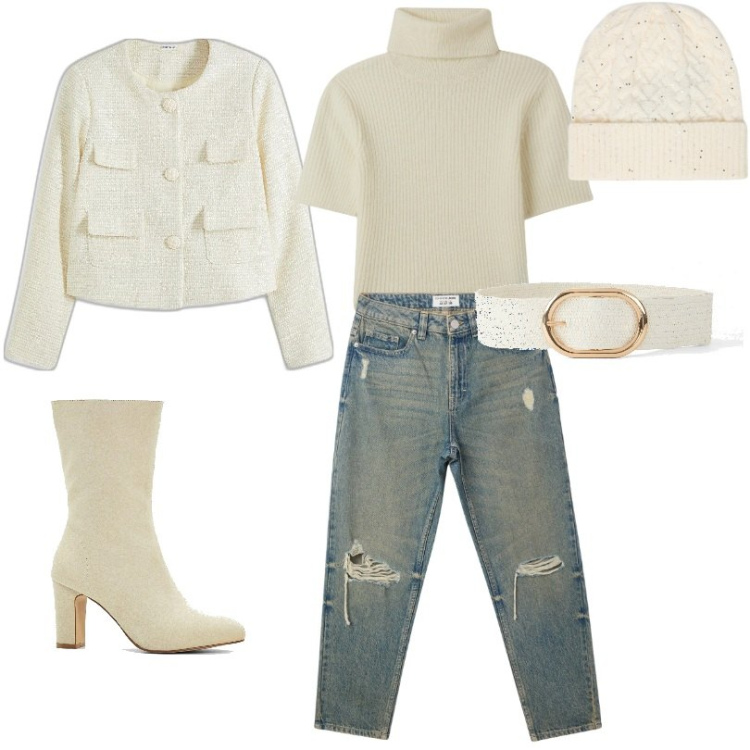 Outfit donna - Maglia dolcevita a costine. Stile Casual per Tutti i giorni. Abbinamento con blazer, stivaletti, cinture, maglieria, jeans mom, cappelli.