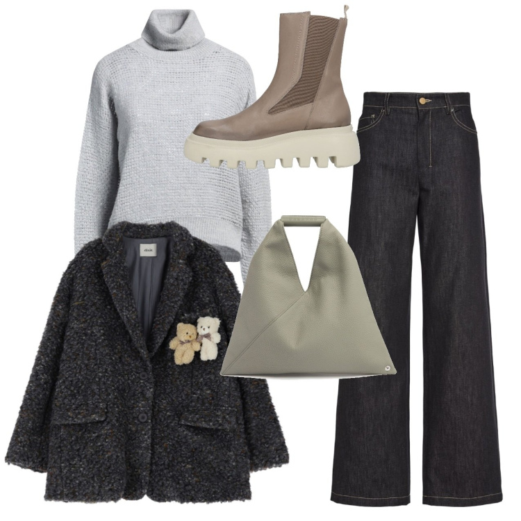 Outfit donna - Le spille teddy. Stile Casual chic per Tutti i giorni. Abbinamento con stivaletti, maglieria, blazer, jeans, borse a mano.