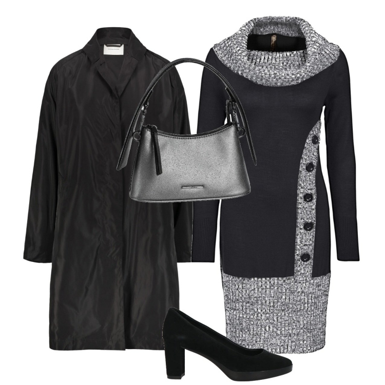 Outfit donna - Riunione. Stile Bon Ton per Ufficio. Abbinamento con vestiti, décolleté, borse a mano, trench.