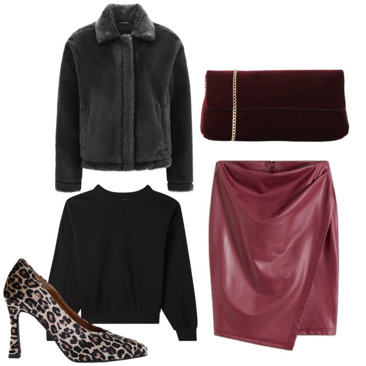 Outfit donna - Portafoglio in ecopelle. Stile Chic per Serata fuori. Abbinamento con gonne, felpe, décolleté, cappotti, pochette.