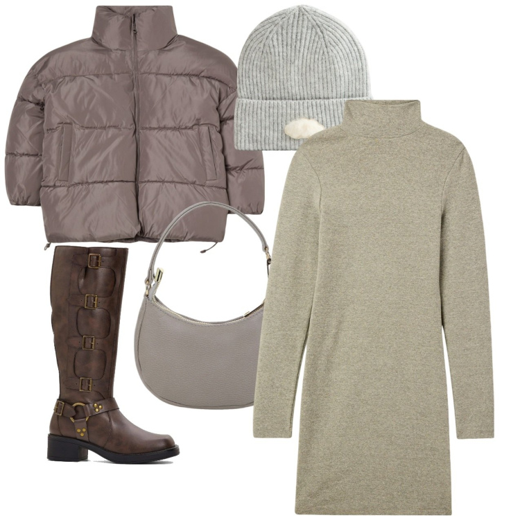 Outfit donna - Il vestito maglione. Stile Bon Ton per Tutti i giorni. Abbinamento con stivali, berretti, vestiti corti, blazer, borse a spalla.