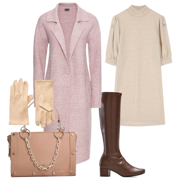 Outfit donna - Bon ton. Stile Bon Ton per Tutti i giorni. Abbinamento con cappotti, stivali, borse a mano, guanti, vestiti corti.