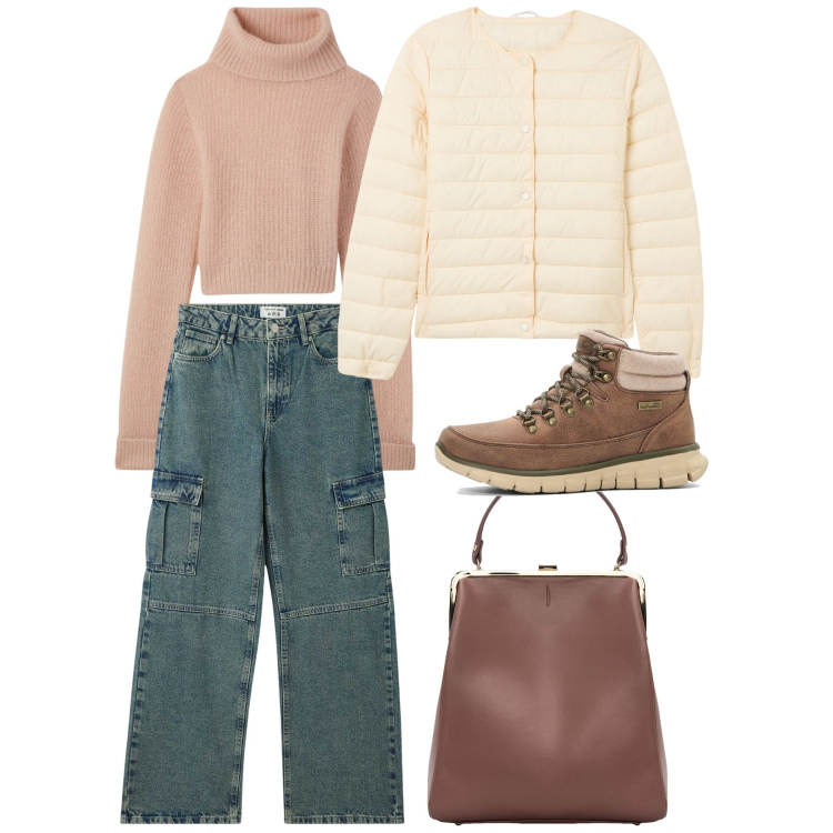 Outfit donna - Il pull pastello. Stile Casual per Tutti i giorni. Abbinamento con stivaletti, maglieria, jeans, piumini, borse a spalla.