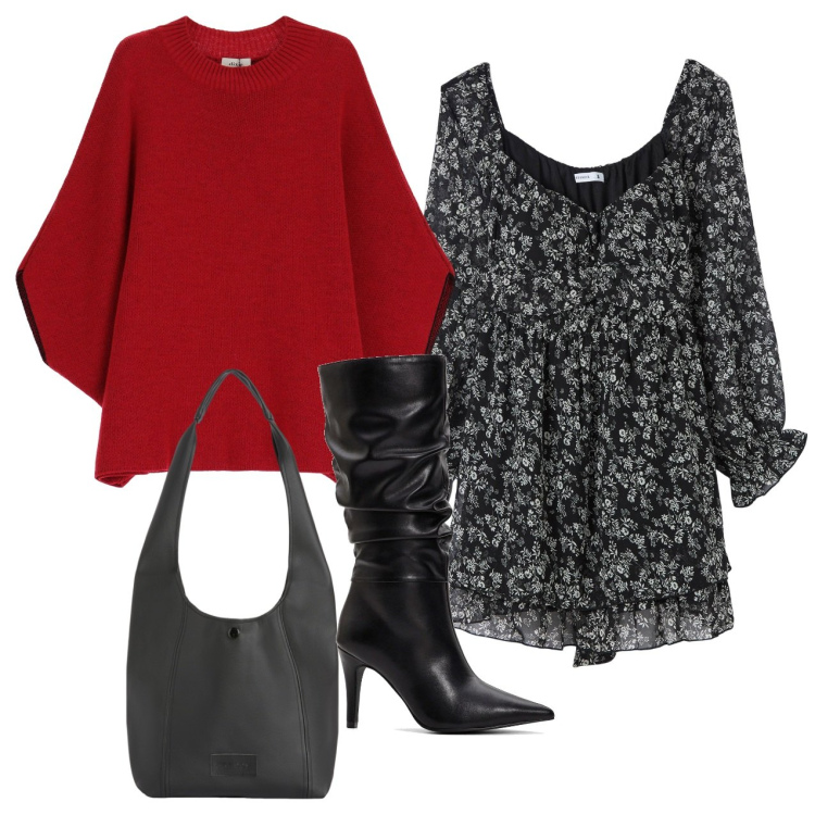 Outfit donna - Fiorellini. Stile Romantica per Tutti i giorni. Abbinamento con stivali, vestiti, borse a spalla, cappotti.