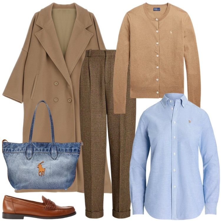 Outfit donna - Accessorio denim. Stile Mannish per Tutti i giorni. Abbinamento con cappotti, camicie, pantaloni, cardigans, borse tote, mocassini.