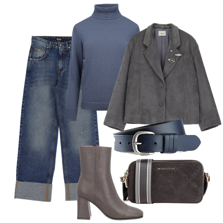 Outfit donna - Cachemire e velluto. Stile Casual per Tutti i giorni. Abbinamento con cinture, stivaletti, borse a tracolla, jeans, blazer, maglieria.