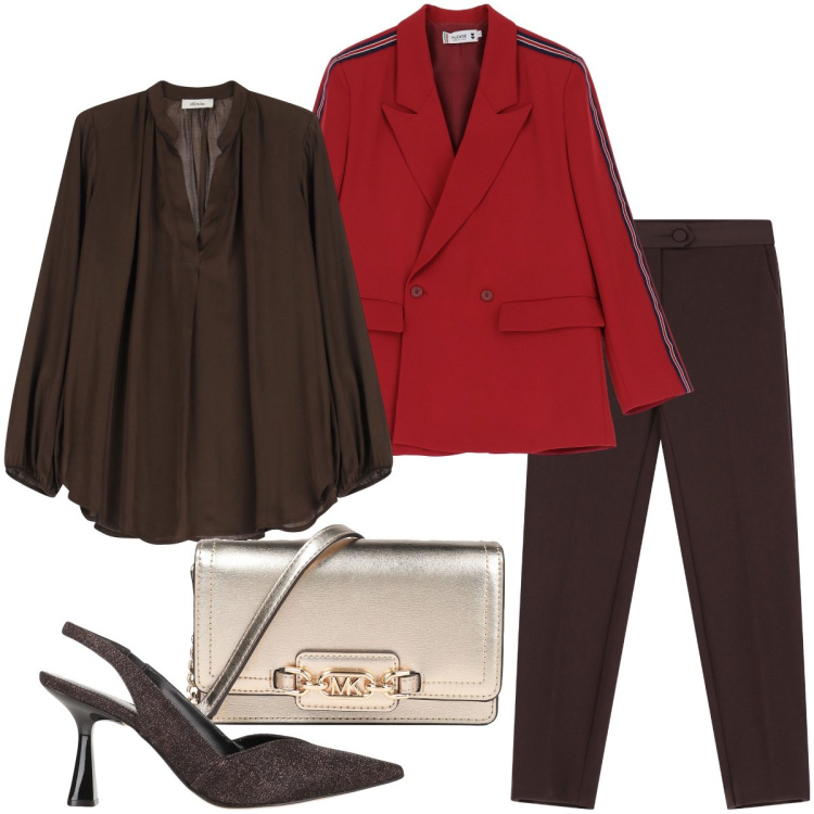 Outfit donna - Accessori Michael Kors. Stile Glamour per Serata fuori. Abbinamento con décolleté, borse a mano, blazer, pantaloni, camicie.