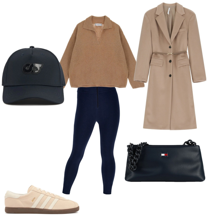Outfit donna - Urban. per Tutti i giorni. Abbinamento con borse a mano, pullovers, cappotti, pantaloni skinny, sneakers, cappelli.