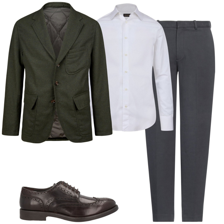 Outfit uomo - City. Stile Urban per Tutti i giorni. Abbinamento con scarpe stringate, pantaloni, giacche, camicie.