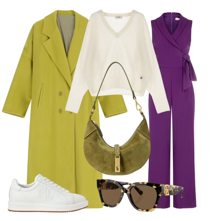 Outfit donna - Total look #2043513. Stile Chic per Tutti i giorni. Abbinamento con tute, cappotti, sneakers, borse a spalla, occhiali da sole, pullovers.