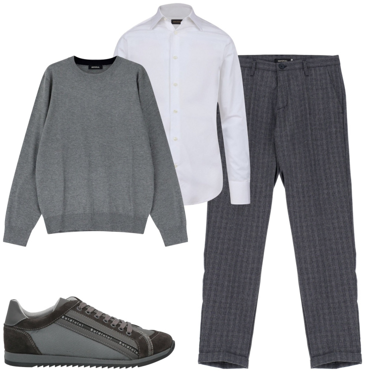 Outfit uomo - Total look #2043544. Stile Urban per Tutti i giorni. Abbinamento con sneakers, pantaloni, maglieria, camicie.