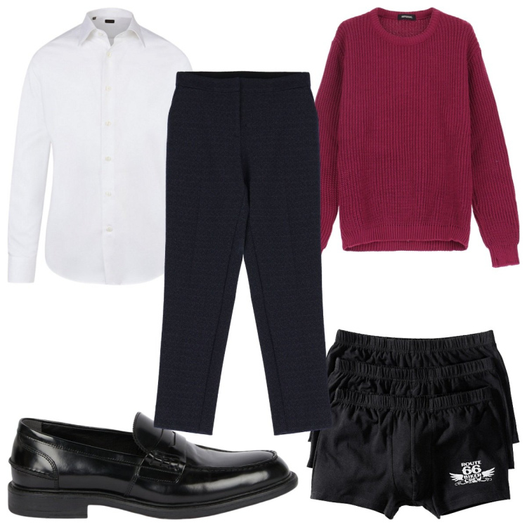 Outfit uomo - Total look #2043795. Stile Casual per Tutti i giorni. Abbinamento con boxer, pantaloni, maglieria, camicie, scarpe stringate.