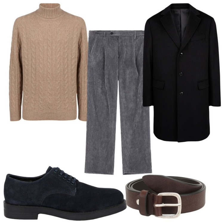 Outfit uomo - Total look #2043802. Stile Casual per Tutti i giorni. Abbinamento con cinture, pantaloni, scarpe stringate, maglieria, cappotti.