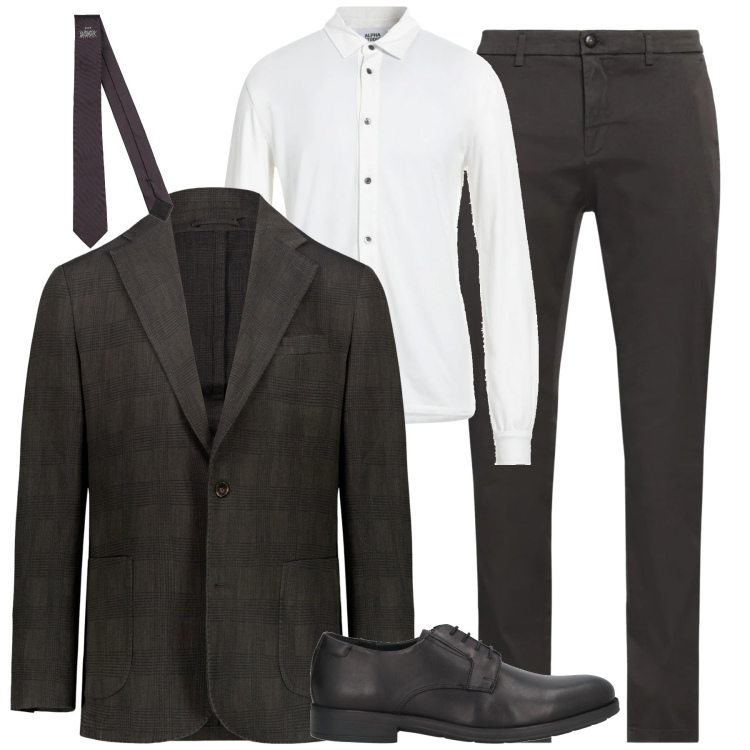Outfit uomo - In ufficio. Stile Business/Elegante per Ufficio. Abbinamento con scarpe stringate, camicie, pantaloni chino, cravatte, giacche.