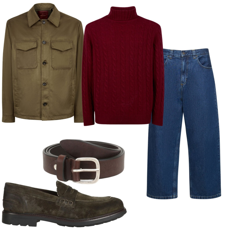 Outfit uomo - Il mio jeans preferito. Stile Trendy per Tutti i giorni. Abbinamento con scarpe stringate, cinture, giacche, jeans, maglieria.
