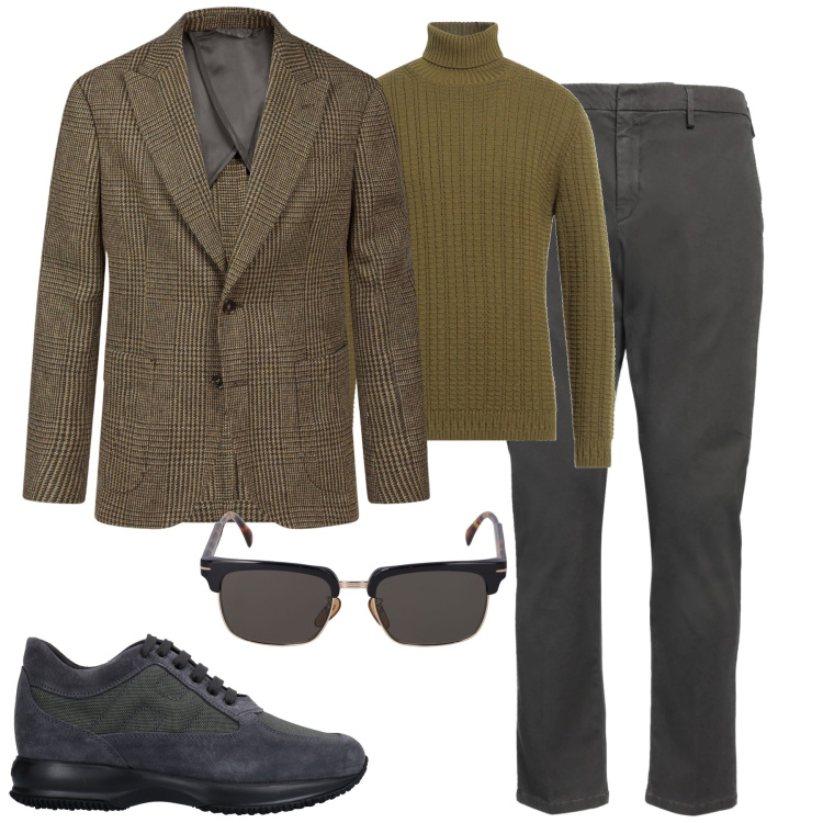 Outfit uomo - City. Stile Trendy per Tutti i giorni. Abbinamento con sneakers, maglieria, pantaloni chino, giacche, occhiali da sole.