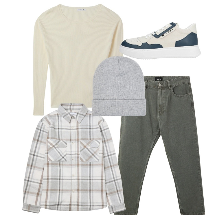 Outfit uomo - City. Stile Casual per Tutti i giorni. Abbinamento con sneakers, pantaloni, cappotti, maglieria, berretti.