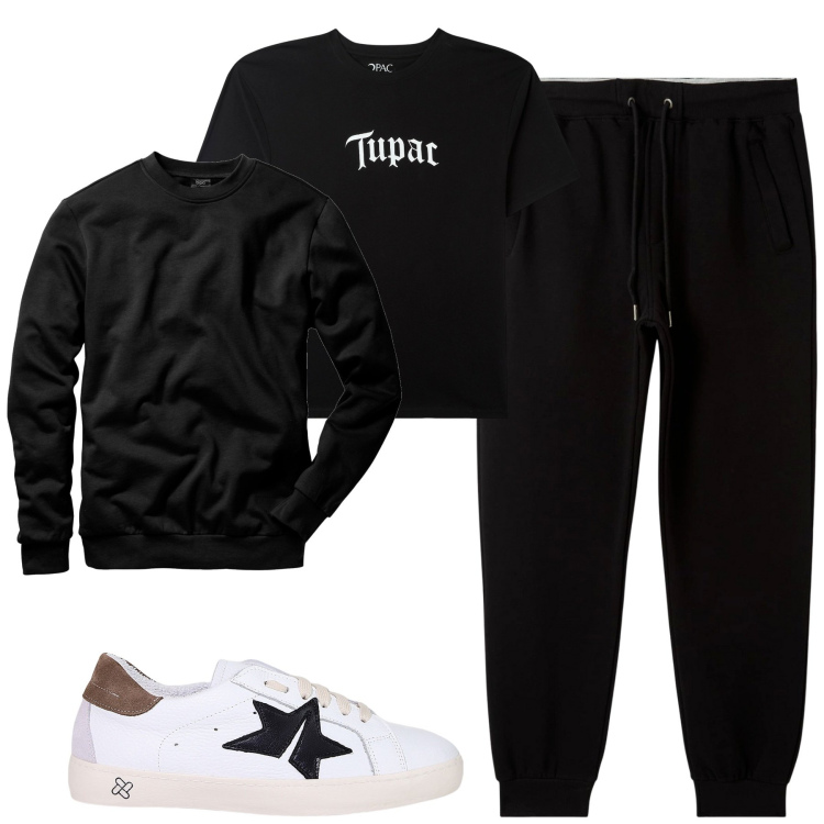 Outfit uomo - City. Stile Casual per Tutti i giorni. Abbinamento con felpe, pantaloni, t-shirt, sneakers.