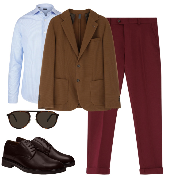 Outfit uomo - City. Stile Business/Elegante per Tutti i giorni. Abbinamento con occhiali da sole, giacche, pantaloni, scarpe stringate, camicie.