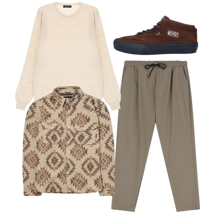 Outfit uomo - City. Stile Casual per Tutti i giorni. Abbinamento con sneakers alte, cappotti, pantaloni, maglieria.