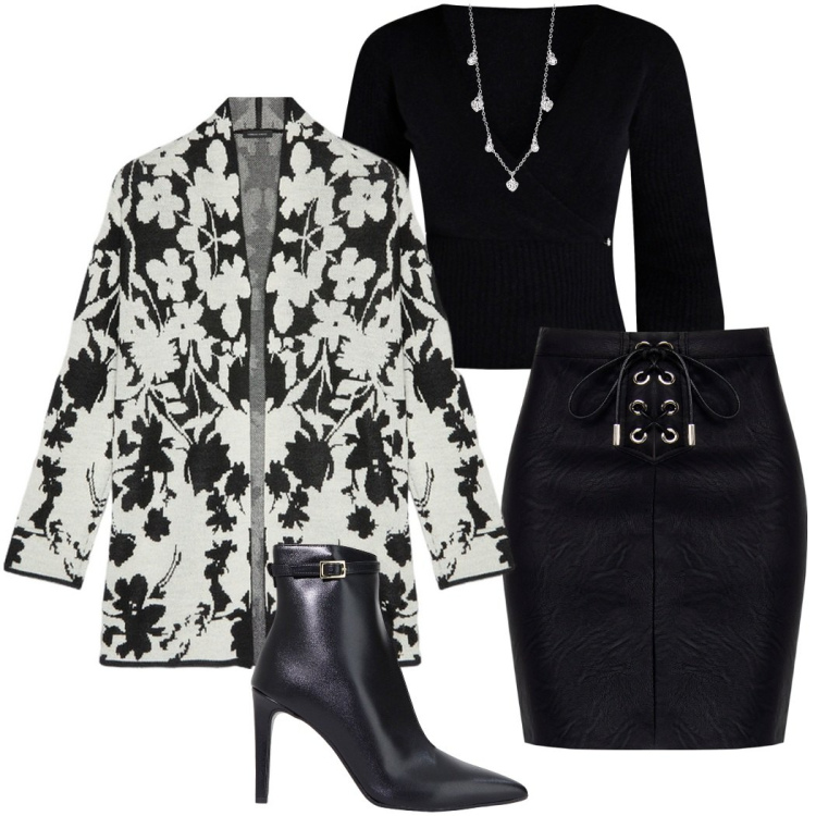 Outfit donna - Gonne per ogni occasione. Stile Chic per Serata fuori. Abbinamento con stivaletti, collane, minigonne, maglieria, cardigans.