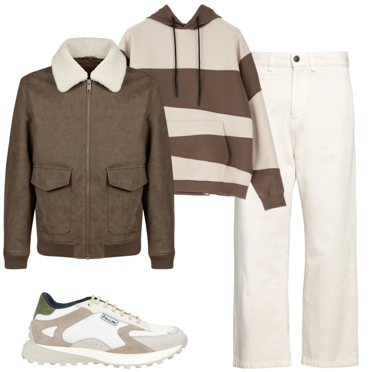 Outfit uomo - City. Stile Casual per Tutti i giorni. Abbinamento con jeans dritti, sneakers, felpe con cappuccio, giacche.