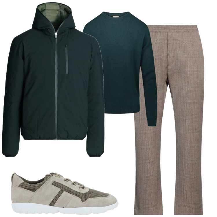Outfit uomo - City. Stile Casual per Tutti i giorni. Abbinamento con sneakers, pantaloni chino, giacche, maglieria.