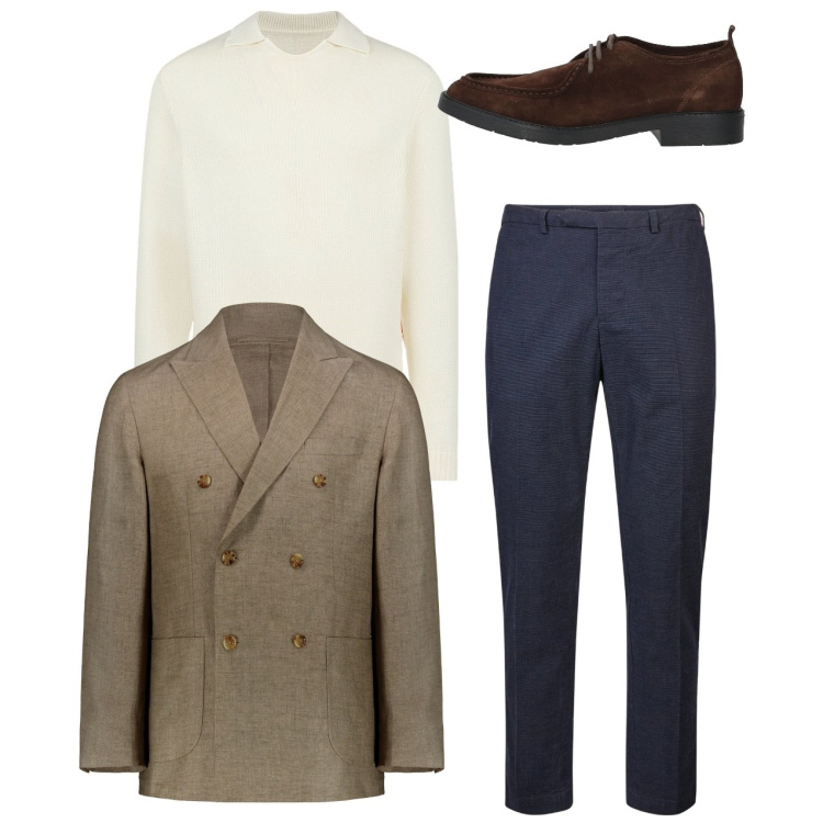 Outfit uomo - City. Stile Casual per Tutti i giorni. Abbinamento con scarpe stringate, maglieria, giacche, pantaloni.