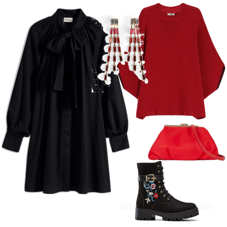 Outfit donna - Rosso s.valentino. per Serata fuori. Abbinamento con vestiti, stivali, orecchini, cappotti, pochette.