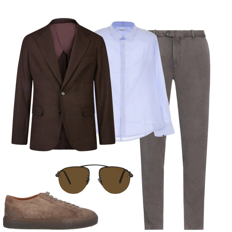 Outfit uomo - In ufficio. Stile Urban per Tutti i giorni. Abbinamento con pantaloni, occhiali da sole, sneakers, camicie, giacche.