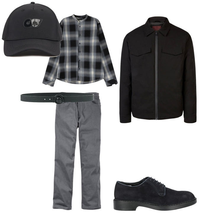 Outfit uomo - Anni passati. per Tutti i giorni. Abbinamento con pantaloni, cinture, scarpe stringate, camicie, cappelli, piumini.