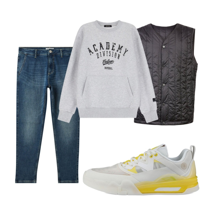 Outfit uomo - Total look #2044258. Stile Casual per Sport. Abbinamento con jeans, felpe, piumini, sneakers.