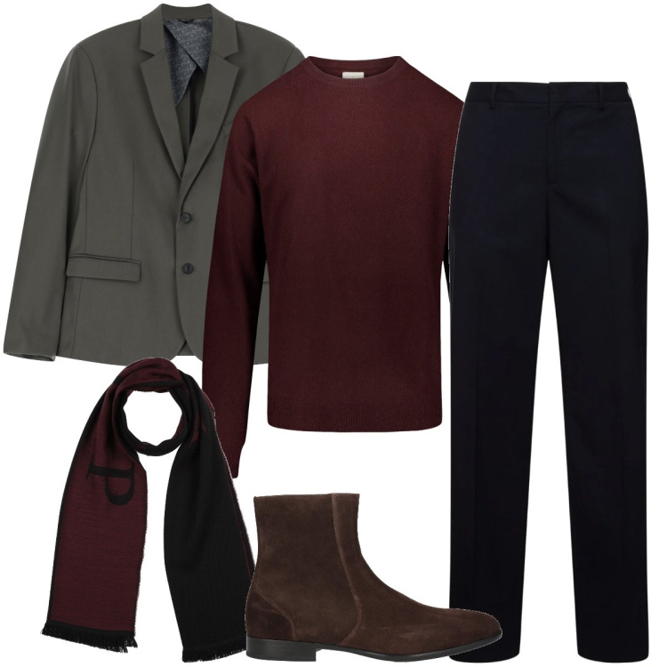 Outfit uomo - Stivaletti scamosciati. Stile Business/Elegante per Cerimonia. Abbinamento con stivali e stivaletti, sciarpe, giacche, maglieria, pantaloni.